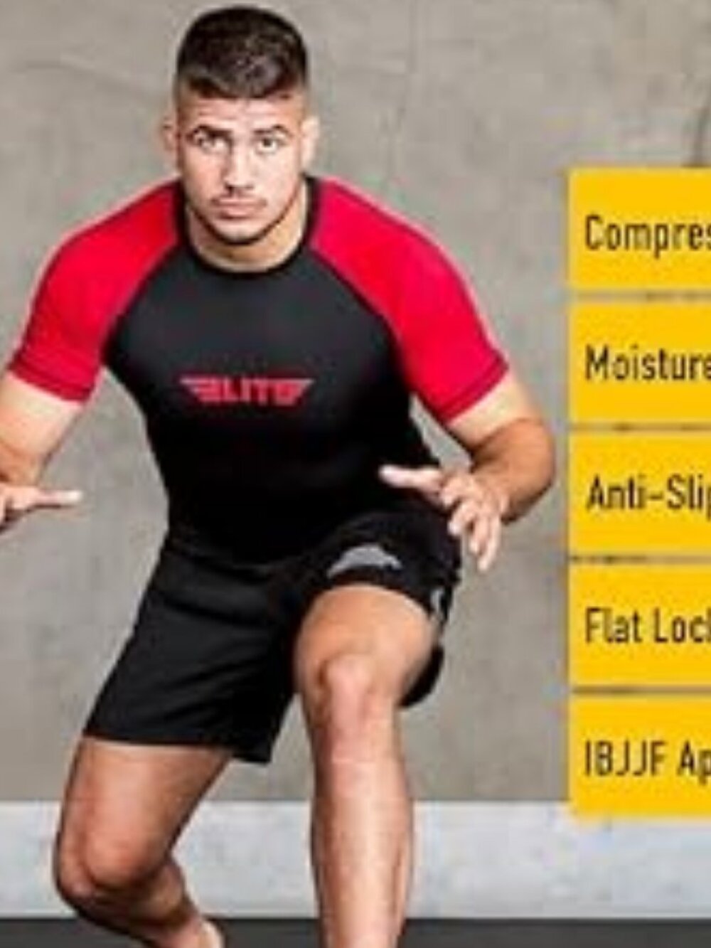 Elite Sports ETR710R-L Red Competition MMA/BJJ Approved Short Sleeve Rashguard